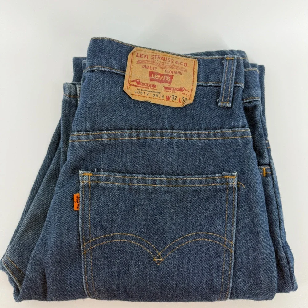 Vintage Levis 519 Orange Tab Jeans Mens 32x32 Made in USA Blue Denim‎ 40519-0916